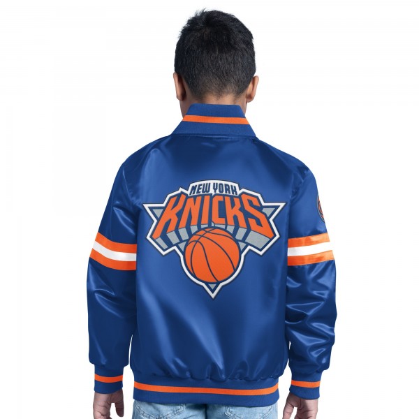 Подростковая New York Knicks Blue Scrimmage Full-Snap Varsity Jacket