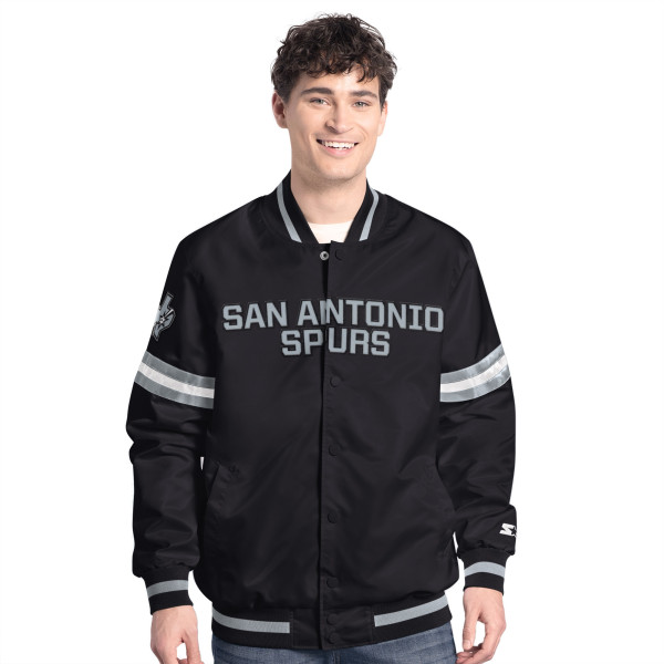 Куртка San Antonio Spurs Starter Black/Silver Scout Full Snap Varsity