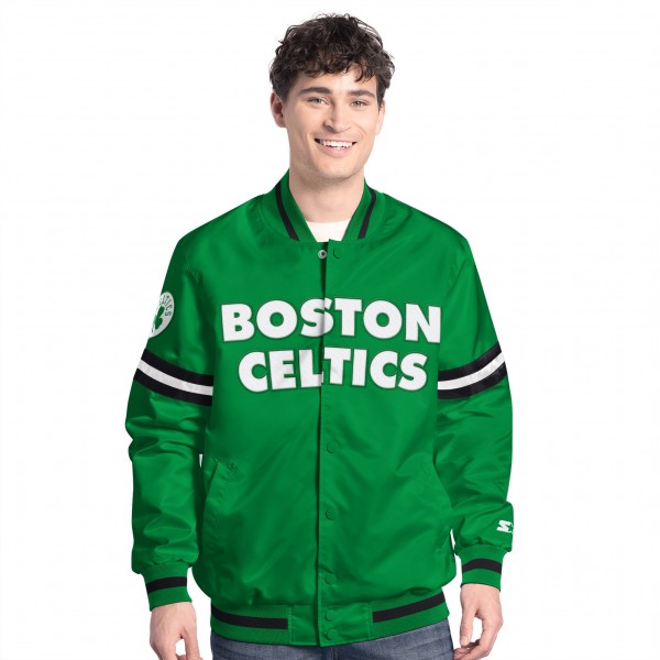 Boston Celtics Starter Kelly Green/Black Scout Full Snap Varsity Jacket