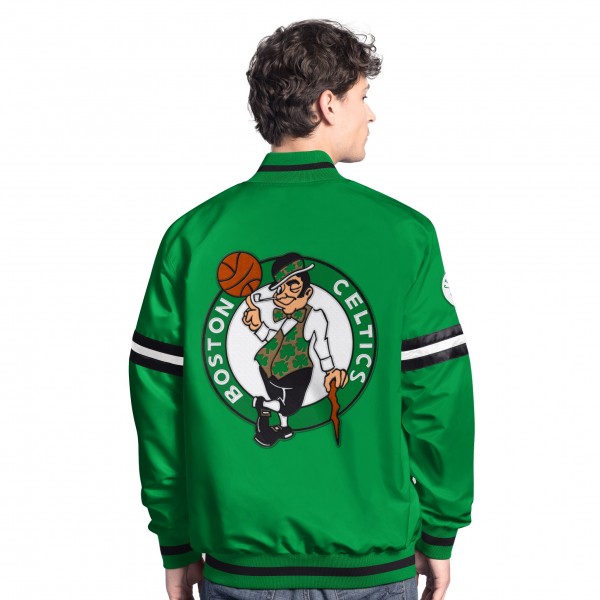 Boston Celtics Starter Kelly Green/Black Scout Full Snap Varsity Jacket