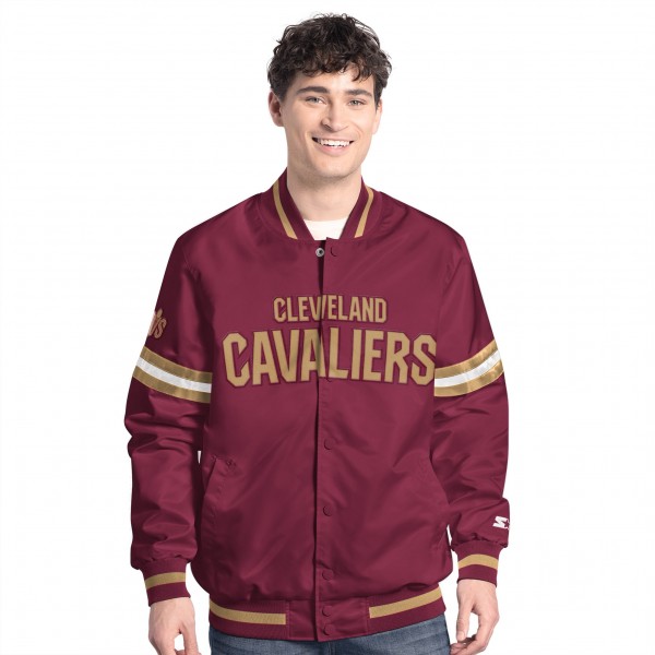Cleveland Cavaliers Starter Wine/Gold Scout Full Snap Varsity Jacket