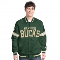Бомбер Milwaukee Bucks Starter Scout Full Snap Varsity - Hunter Green/Cream
