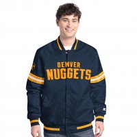 Denver Nuggets Starter Navy/Gold Scout Full Snap Varsity Jacket