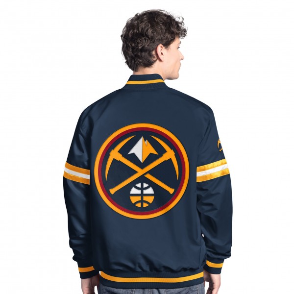 Denver Nuggets Starter Navy/Gold Scout Full Snap Varsity Jacket