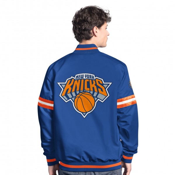 New York Knicks Starter Blue/Orange Scout Full Snap Varsity Jacket