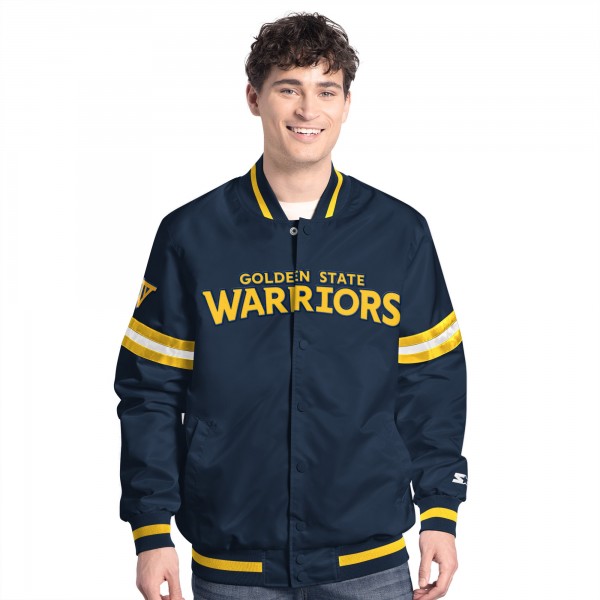 Golden State Warriors Starter Navy Scout Full-Snap Varsity Jacket