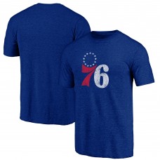 Philadelphia 76ers Royal Distressed Tri-Blend T-Shirt