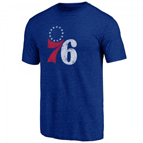 Philadelphia 76ers Royal Distressed Tri-Blend T-Shirt