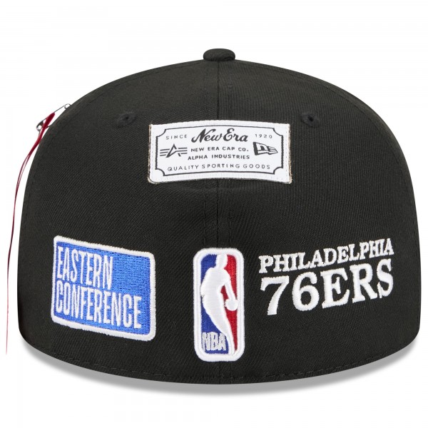 Бейсболка Philadelphia 76ers New Era x Alpha Industries Black 59FIFTY