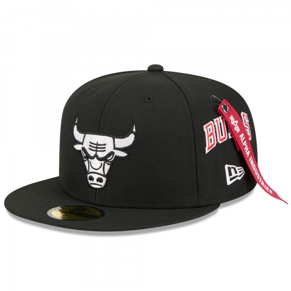 Бейсболка Chicago Bulls New Era x Alpha Industries Black 59FIFTY