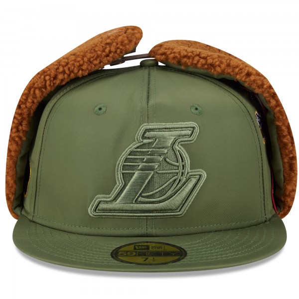 Бейсболка Los Angeles Lakers New Era x Alpha Industries Olive Dog Ear 59FIFTY