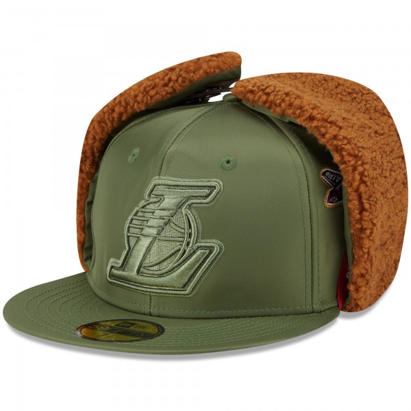 Бейсболка Los Angeles Lakers New Era x Alpha Industries Olive Dog Ear 59FIFTY