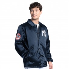 New York Yankees Starter Navy Cooperstown Collection Point Man Full-Snap Coaches Jacket