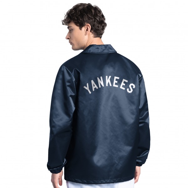 New York Yankees Starter Navy Cooperstown Collection Point Man Full-Snap Coaches Jacket