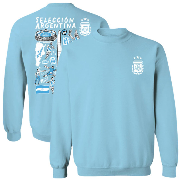 Женская Свитшот Argentina National Team Vive La Fete Impressions Artwork Pullover - Light Blue