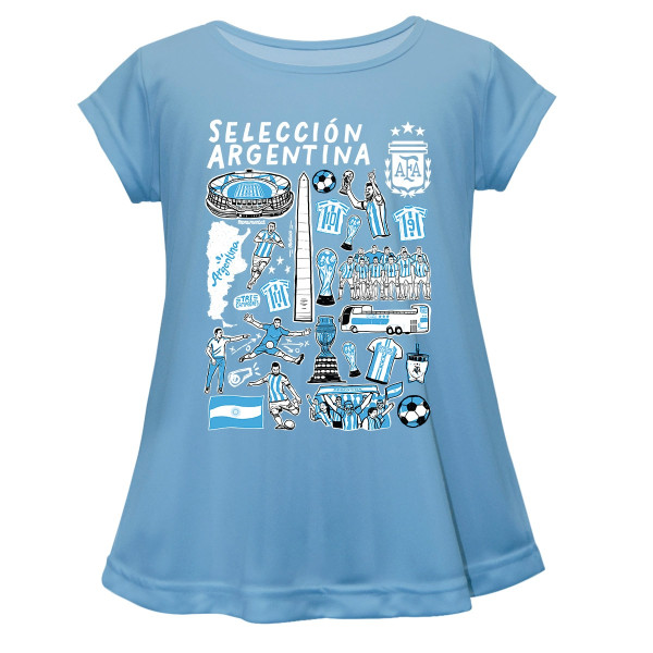 Детская Argentina National Team Vive La Fete Girls Impressions Artwork A-Line Top - Light Blue