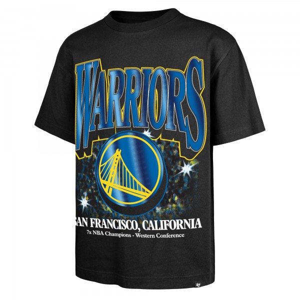 Golden State Warriors 47 Black Past Champs Collection Flashbulb Foundation T-Shirt