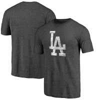 Los Angeles Dodgers Charcoal Weathered Official Logo Tri-Blend T-Shirt