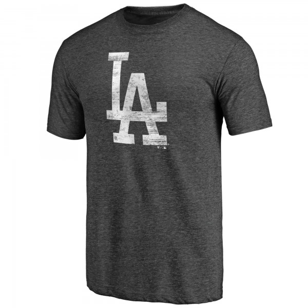 Los Angeles Dodgers Charcoal Weathered Official Logo Tri-Blend T-Shirt