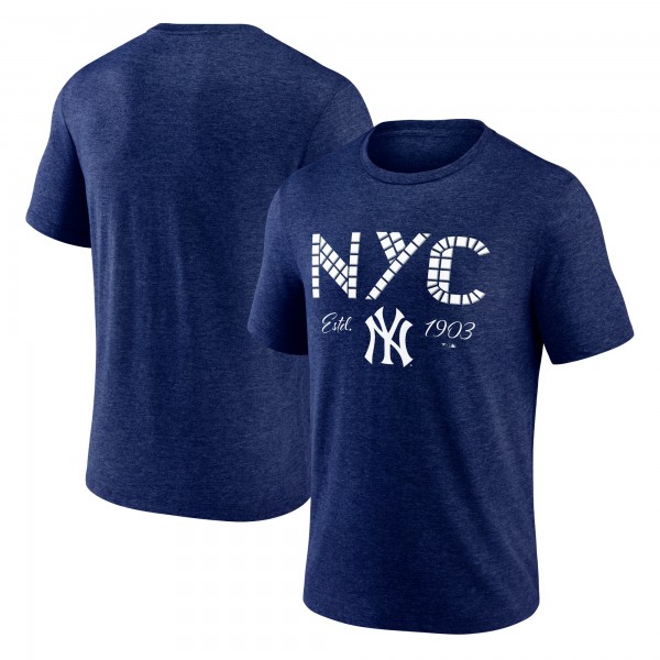 New York Yankees Navy Tiles Tri-Blend T-Shirt