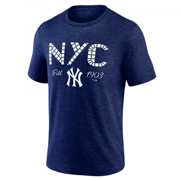 New York Yankees Navy Tiles Tri-Blend T-Shirt