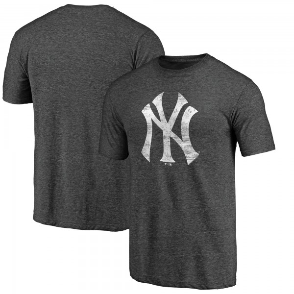 New York Yankees Charcoal Weathered Official Logo Tri-Blend T-Shirt