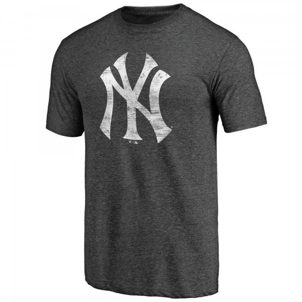 New York Yankees Charcoal Weathered Official Logo Tri-Blend T-Shirt