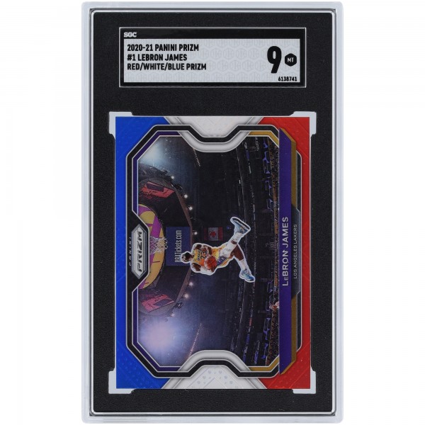 LeBron James Los Angeles Lakers 2020-21 Panini Prizm Red White Blue Prizm #1 SGC Authenticated 9 Card