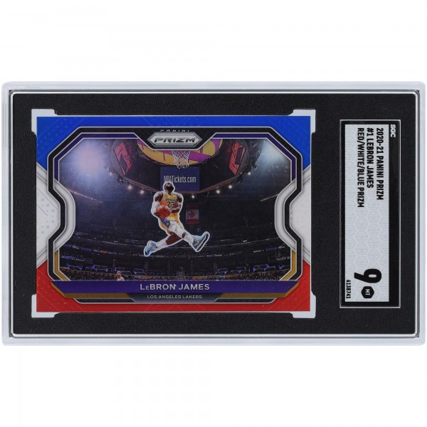 LeBron James Los Angeles Lakers 2020-21 Panini Prizm Red White Blue Prizm #1 SGC Authenticated 9 Card