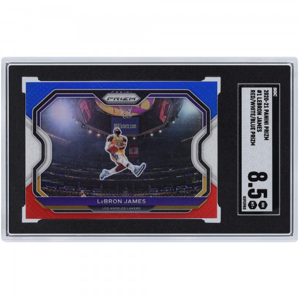 LeBron James Los Angeles Lakers 2020-21 Panini Prizm Red White Blue Prizm #1 SGC Authenticated 8.5 Card
