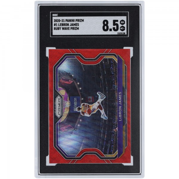 LeBron James Los Angeles Lakers 2020-21 Panini Prizm Ruby Wave Prizm #1 SGC Authenticated 8.5 Card