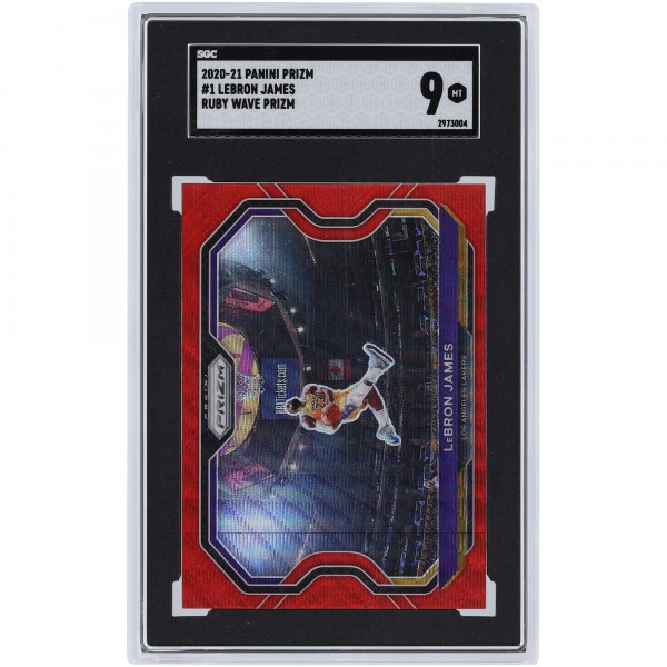 LeBron James Los Angeles Lakers 2020-21 Panini Prizm Ruby Wave Prizm #1 SGC Authenticated 9 Card