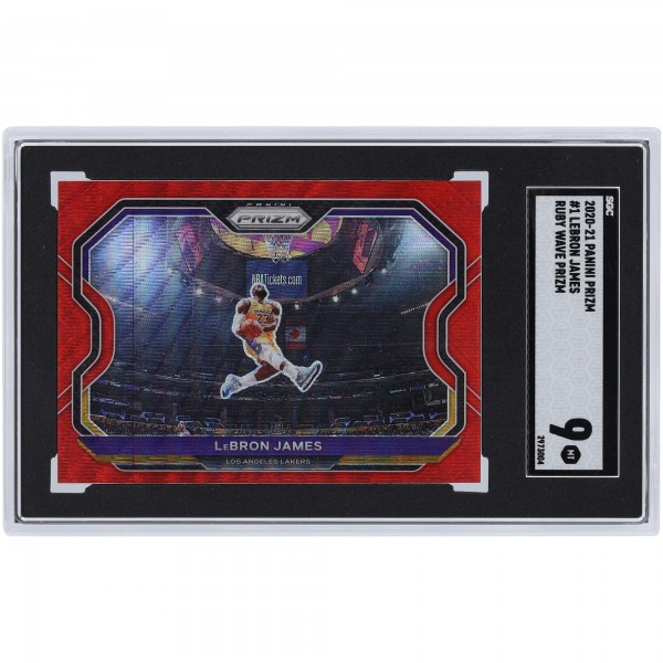LeBron James Los Angeles Lakers 2020-21 Panini Prizm Ruby Wave Prizm #1 SGC Authenticated 9 Card