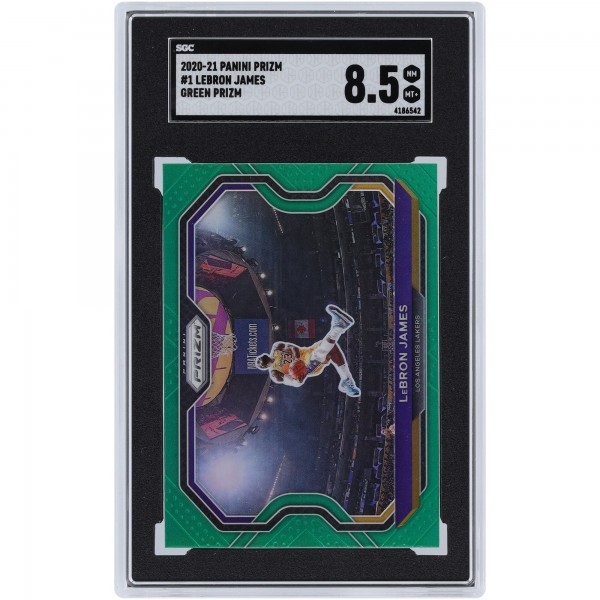 LeBron James Los Angeles Lakers 2020-21 Panini Prizm Green Prizm #1 SGC Authenticated 8.5 Card
