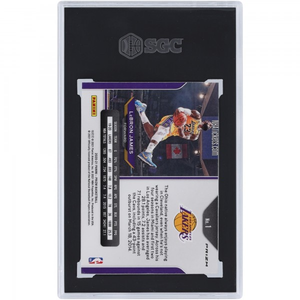LeBron James Los Angeles Lakers 2020-21 Panini Prizm Green Prizm #1 SGC Authenticated 8.5 Card