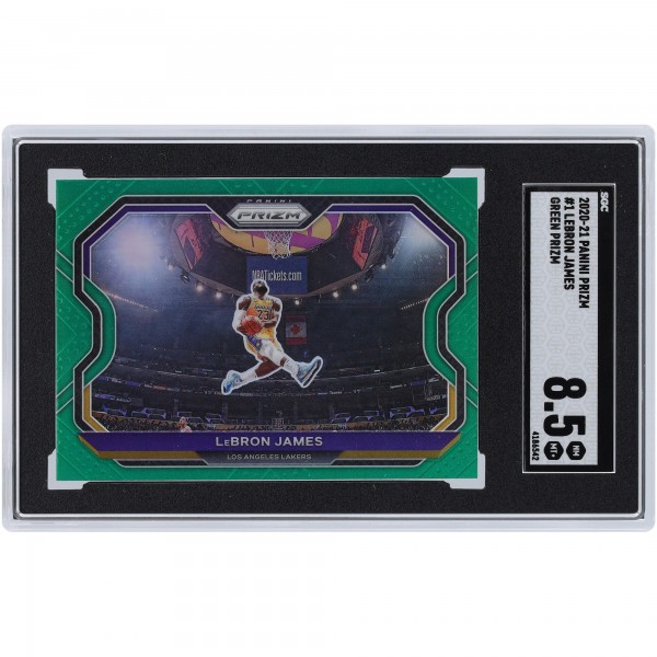 LeBron James Los Angeles Lakers 2020-21 Panini Prizm Green Prizm #1 SGC Authenticated 8.5 Card