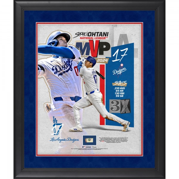 Shohei Ohtani Los Angeles Dodgers Fanatics Authentic 2024 National League MVP Framed 16 x 20 Collage with Game-Used Baseball from the 2024 Season