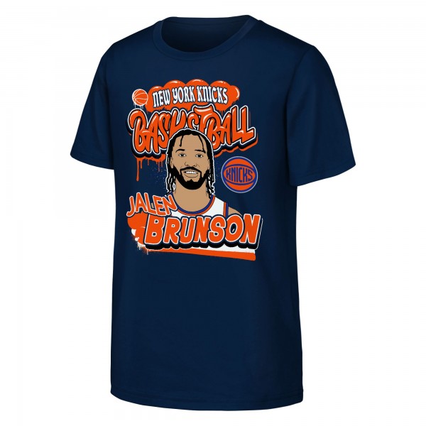 Подростковая New York Knicks Jalen Brunson Outerstuff Navy Baller T-Shirt