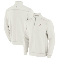 Los Angeles Dodgers Tommy Bahama Cream Sport Tobago Bay Tri-Blend Half-Zip Sweatshirt