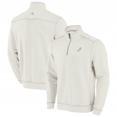 Los Angeles Dodgers Tommy Bahama Cream Sport Tobago Bay Tri-Blend Half-Zip Sweatshirt