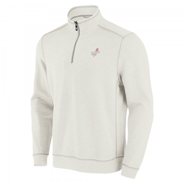 Los Angeles Dodgers Tommy Bahama Cream Sport Tobago Bay Tri-Blend Half-Zip Sweatshirt