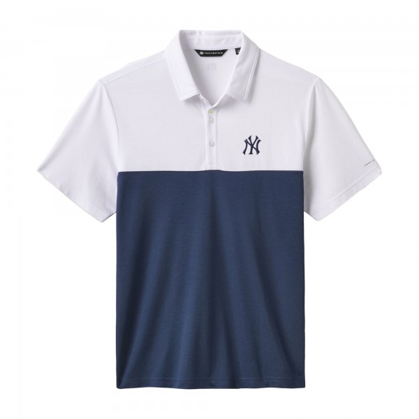 New York Yankees TravisMathew White/Navy Home Run Leader Tri-Blend Polo