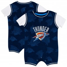 Малышам Oklahoma City Thunder Outerstuff Navy Logo Mania Romper