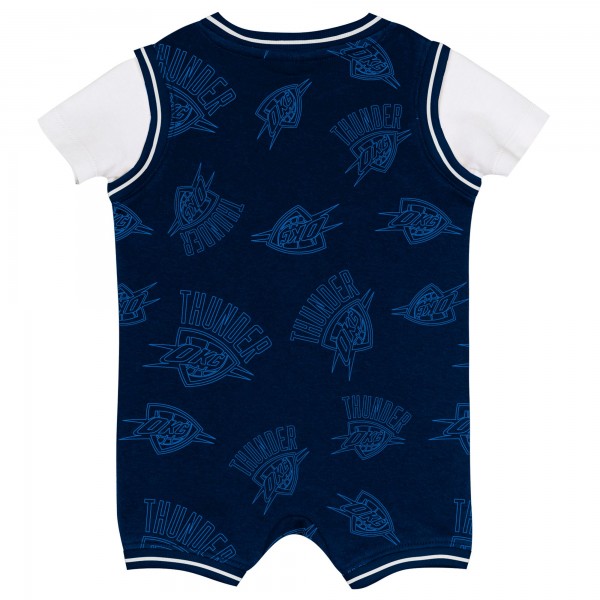 Малышам Oklahoma City Thunder Outerstuff Navy Logo Mania Romper