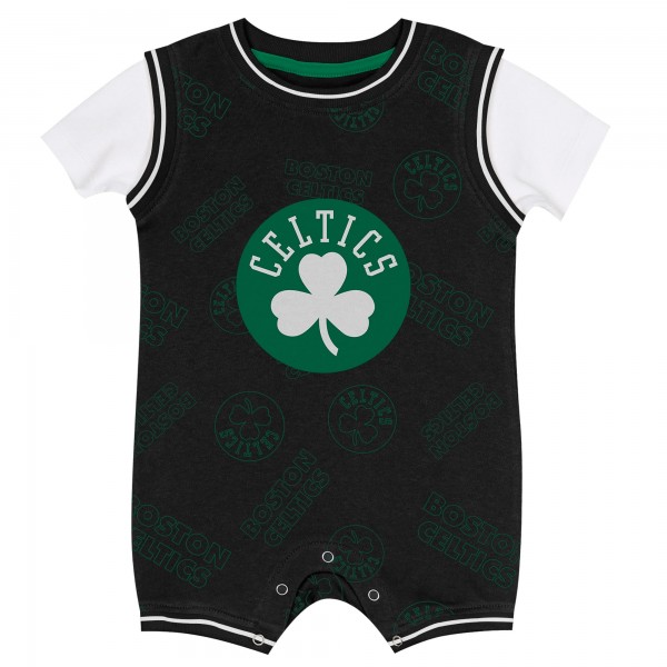 Малышам Boston Celtics Outerstuff Black Logo Mania Romper