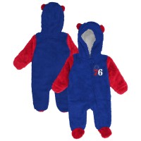 Малышам & Newborn Philadelphia 76ers Outerstuff Royal Stay Napping Fleece Bunting Full-Zip Hooded Sleeper