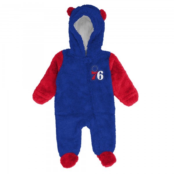 Малышам & Newborn Philadelphia 76ers Outerstuff Royal Stay Napping Fleece Bunting Full-Zip Hooded Sleeper