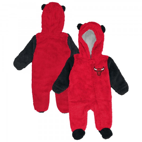 Малышам & Newborn Chicago Bulls Outerstuff Red Stay Napping Fleece Bunting Full-Zip Hooded Sleeper