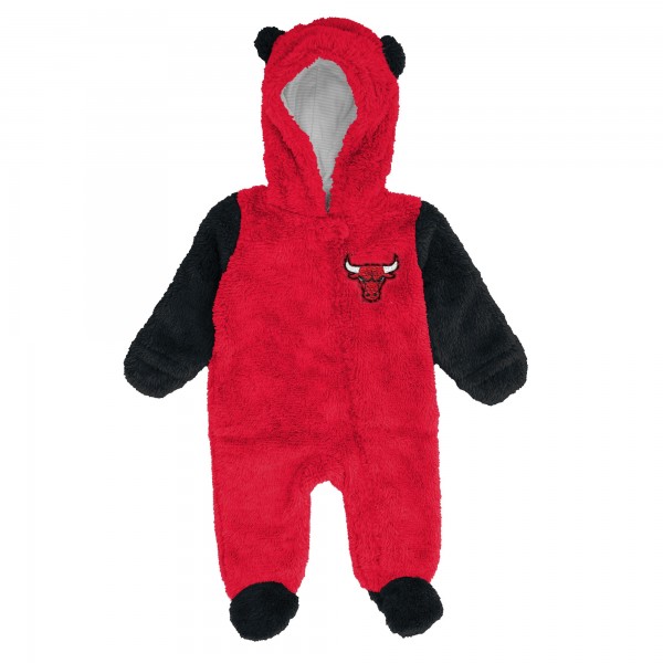 Малышам & Newborn Chicago Bulls Outerstuff Red Stay Napping Fleece Bunting Full-Zip Hooded Sleeper