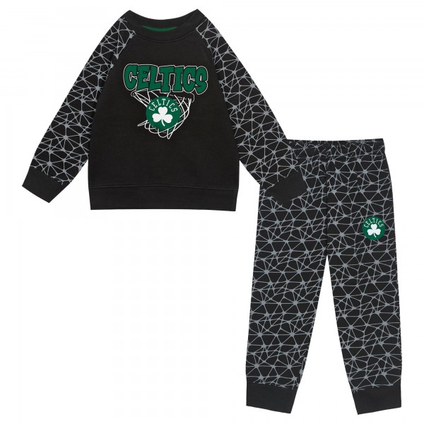 Toddler Boston Celtics Outerstuff Black Nothing But Net Fleece Sweatshirt & Pants Set
